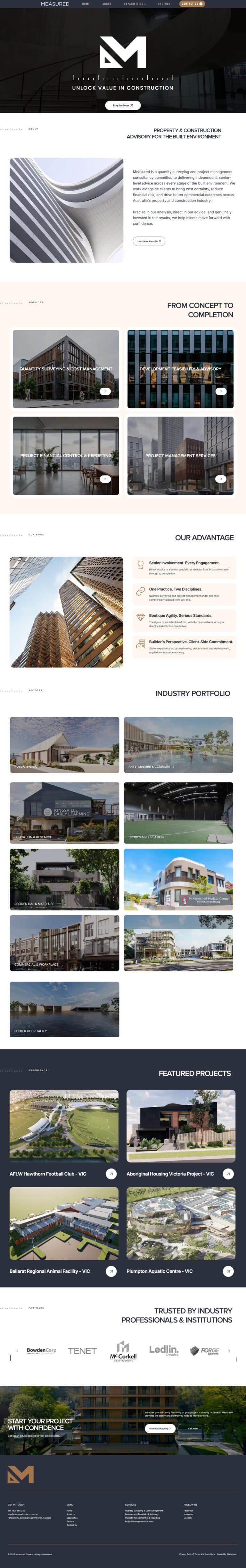 Measured Projects website design
