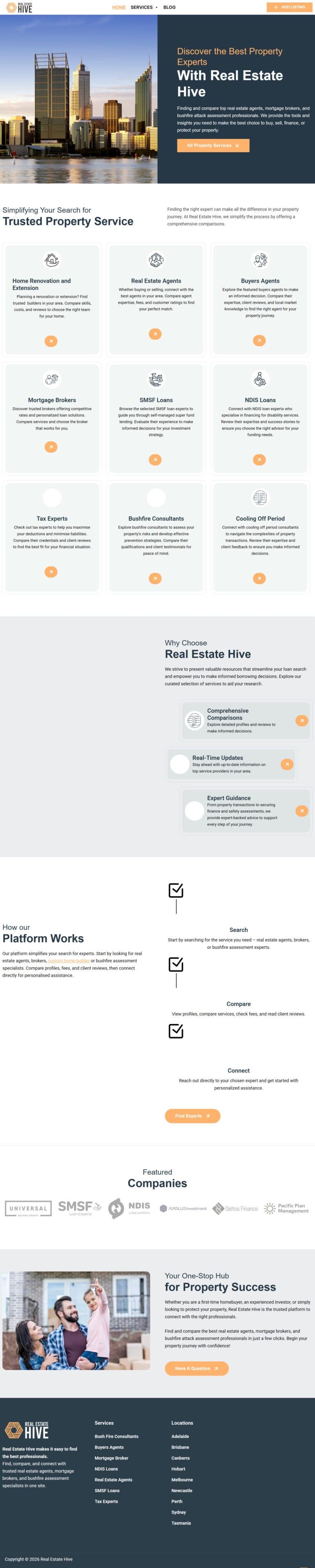 Real Estate Hive website design