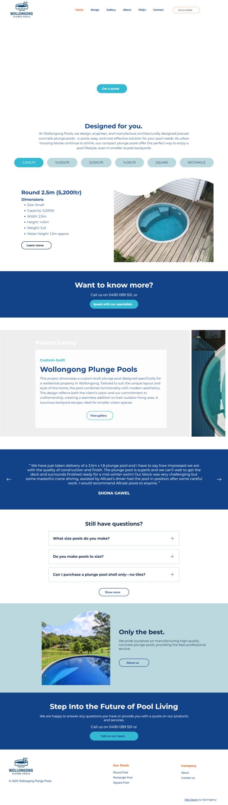 Wollongong Plunge Pools website design