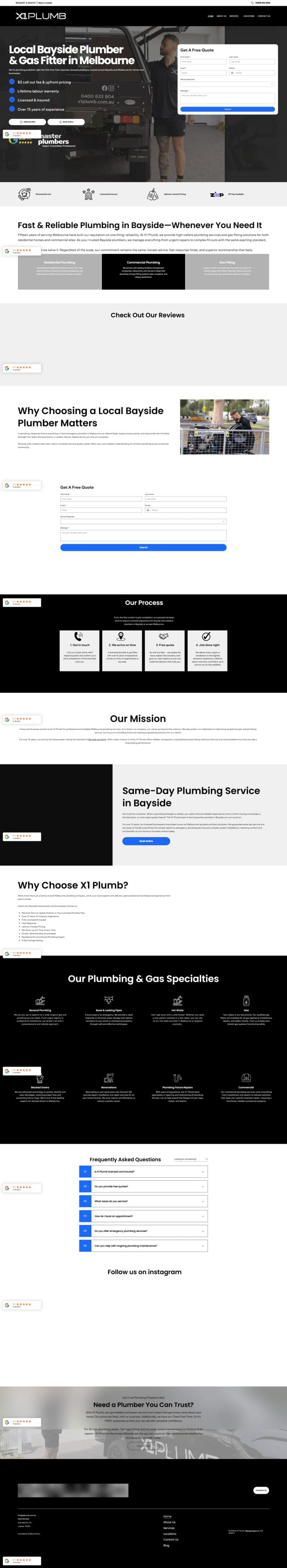 X1 Plumb website designed by Canty Digital