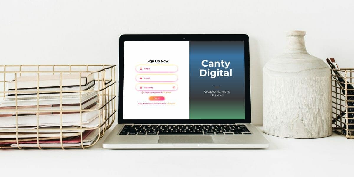 Laptop showing a Canty Digital website