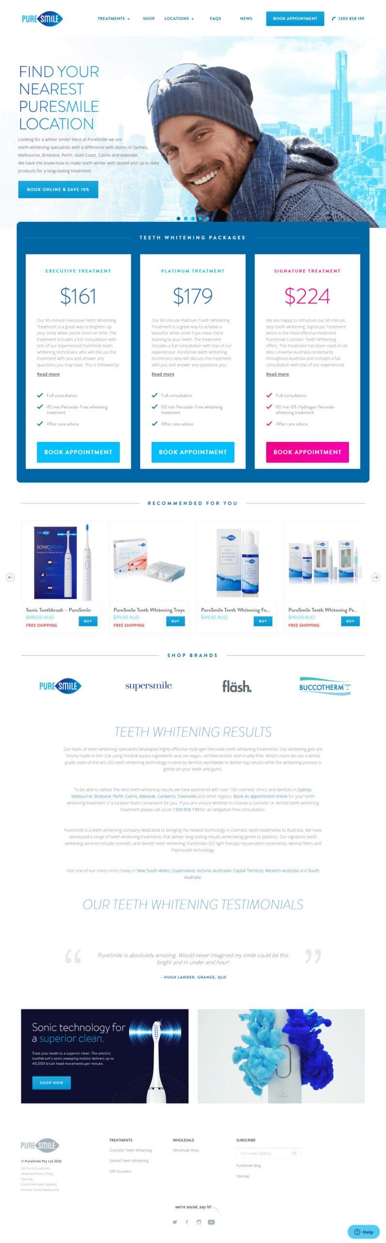 Pure Smile teeth whitening Web Design